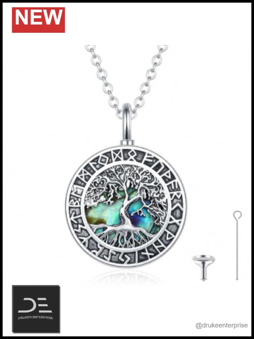 OHAYOO Tree of Life Urn Necklace Ashes Keepsake Memorial Pendant with Funnel